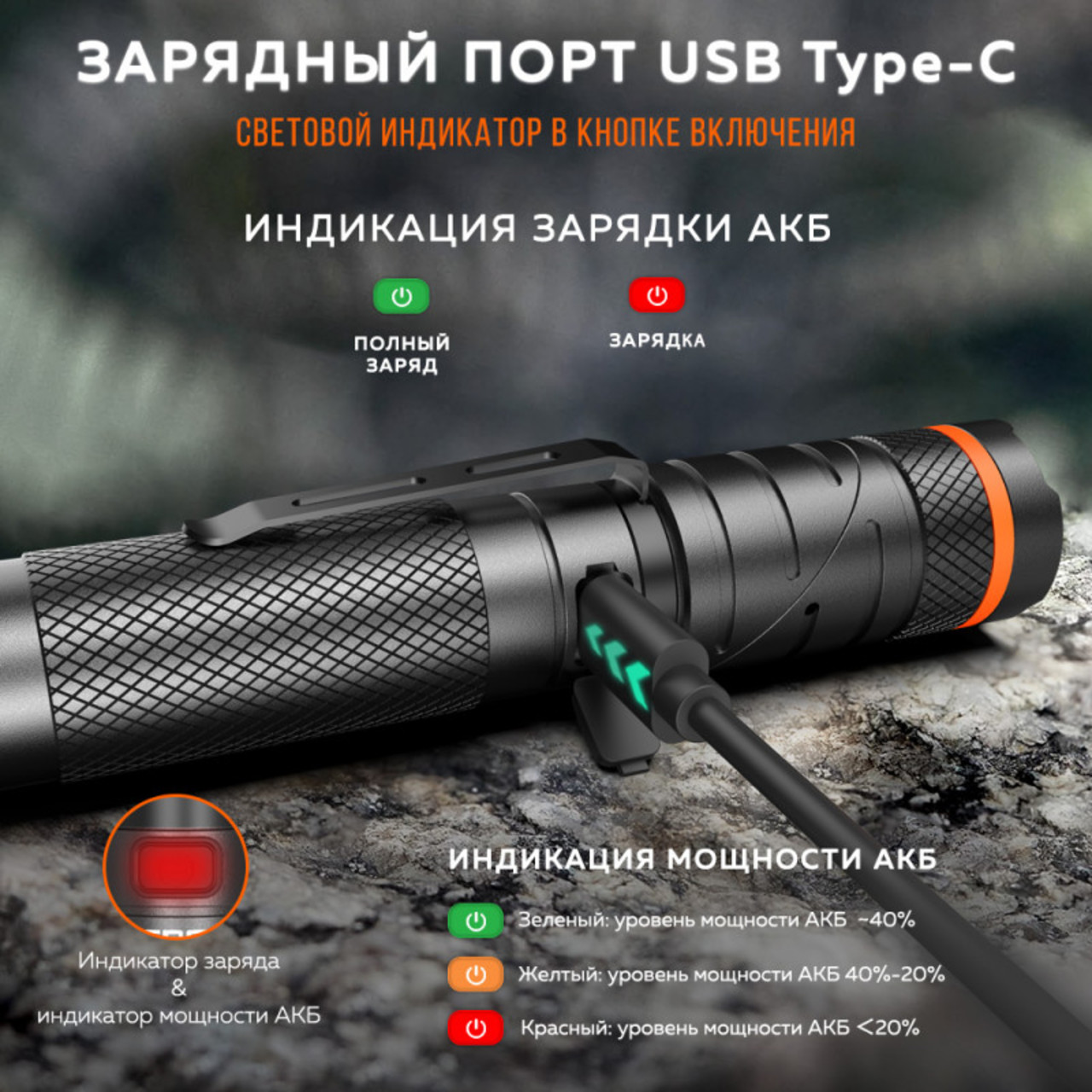 NICRON светодиодный поворотный фонарик с белым и красным светом B75T 1000LM IP65