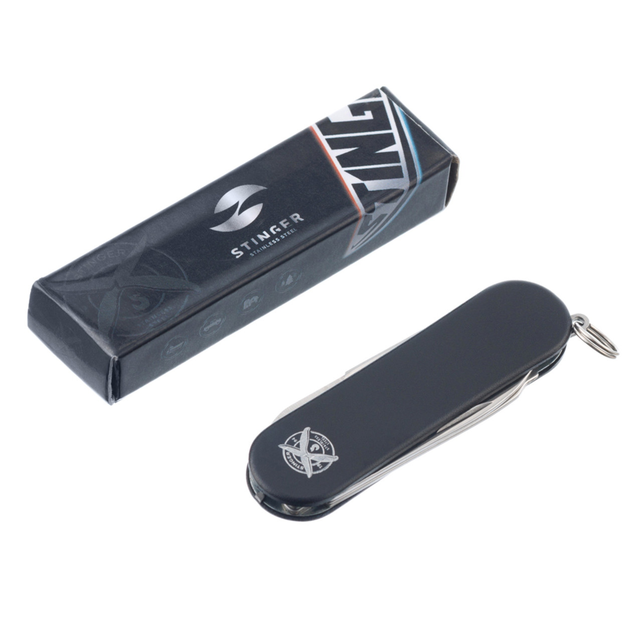 Stinger многофункциональный нож-брелок FK-K7003LG-BLACK сталь 420, рукоять алюминий чёрный