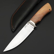 Платонов Д.Г. нож Прямой сталь Elmax, рукоять Ясень светлый, мельхиор