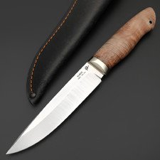 Платонов Д.Г. нож Тигр сталь Elmax, рукоять стаб. Сувель берёзы, мельхиор