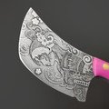 Волчий Век нож Хокусай Кастомный «Куноити/Сакура», сталь 95x18 WA худ.травление, рукоять G10 розовая, пины латунь