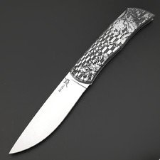 X Тату нож складной Модель X2 "Ход Конём", сталь Aus10Co, рукоять AISI420 с гравировкой