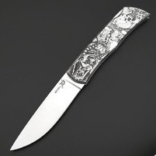 X Тату нож складной Модель X2 "Анубис", сталь Aus10Co, рукоять AISI420 с гравировкой