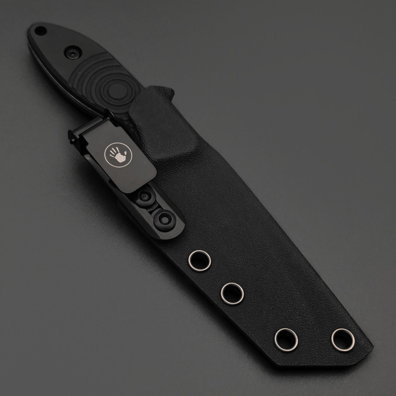 Исход нож "Эмпат", сталь ELMAX худ. травление, рукоять G10 черная, стальные винты