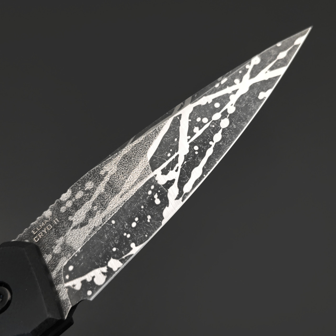 Исход нож "Эмпат", сталь ELMAX худ. травление, рукоять G10 черная, стальные винты