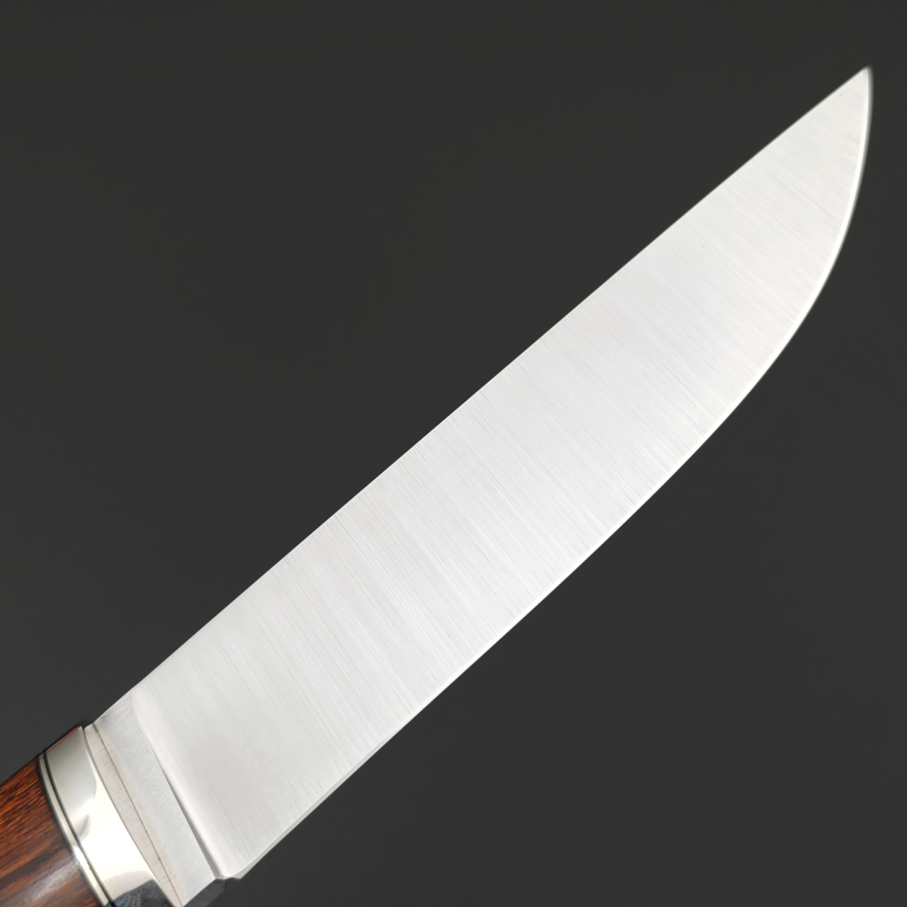 Кузница Ковчег нож Скаут, сталь M398 сатин, рукоять Айронвуд, мельхиор, ножны Окунь