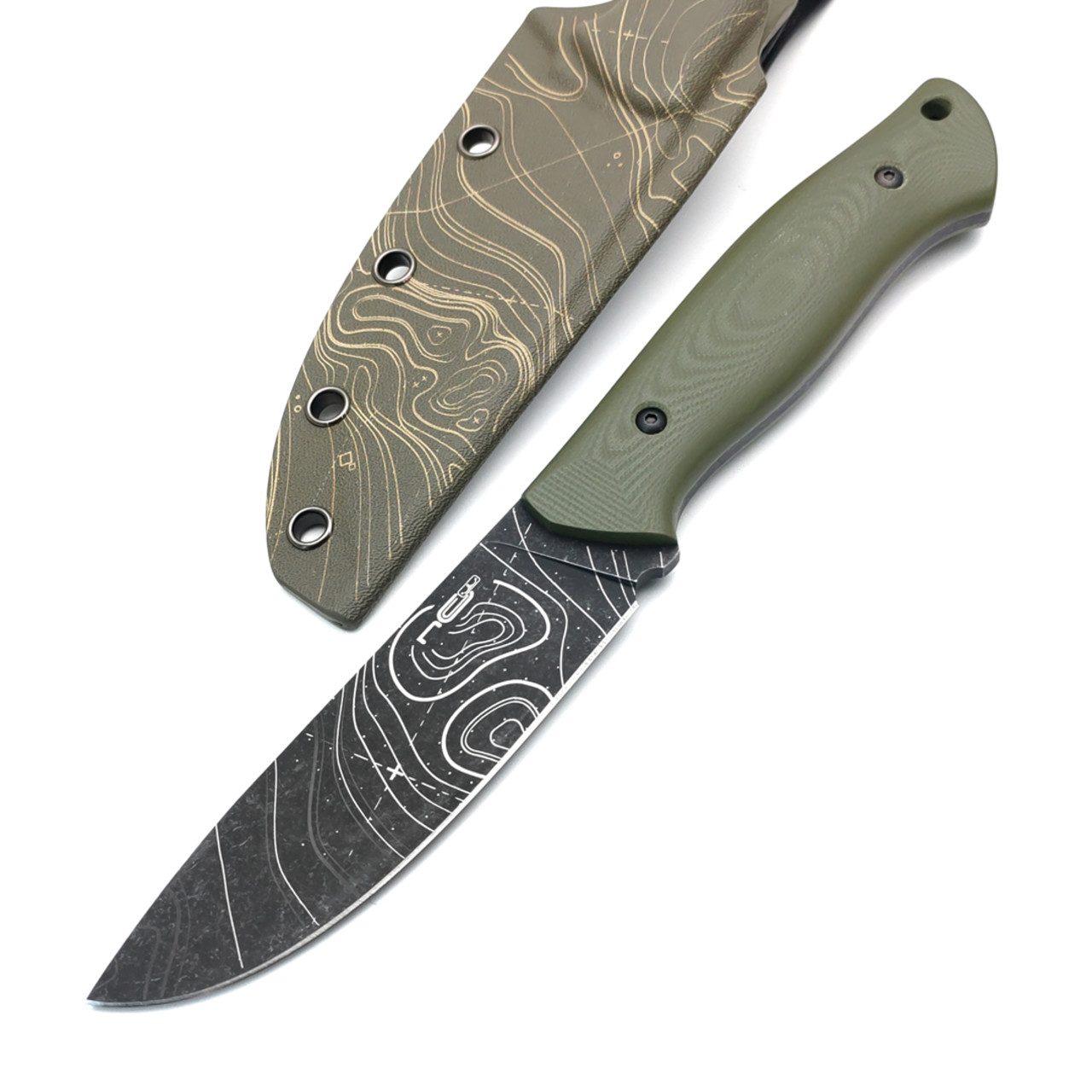 N.C.Custom нож Pride сталь Aus-10 блэквош с гравировкой, рукоять G10 олива