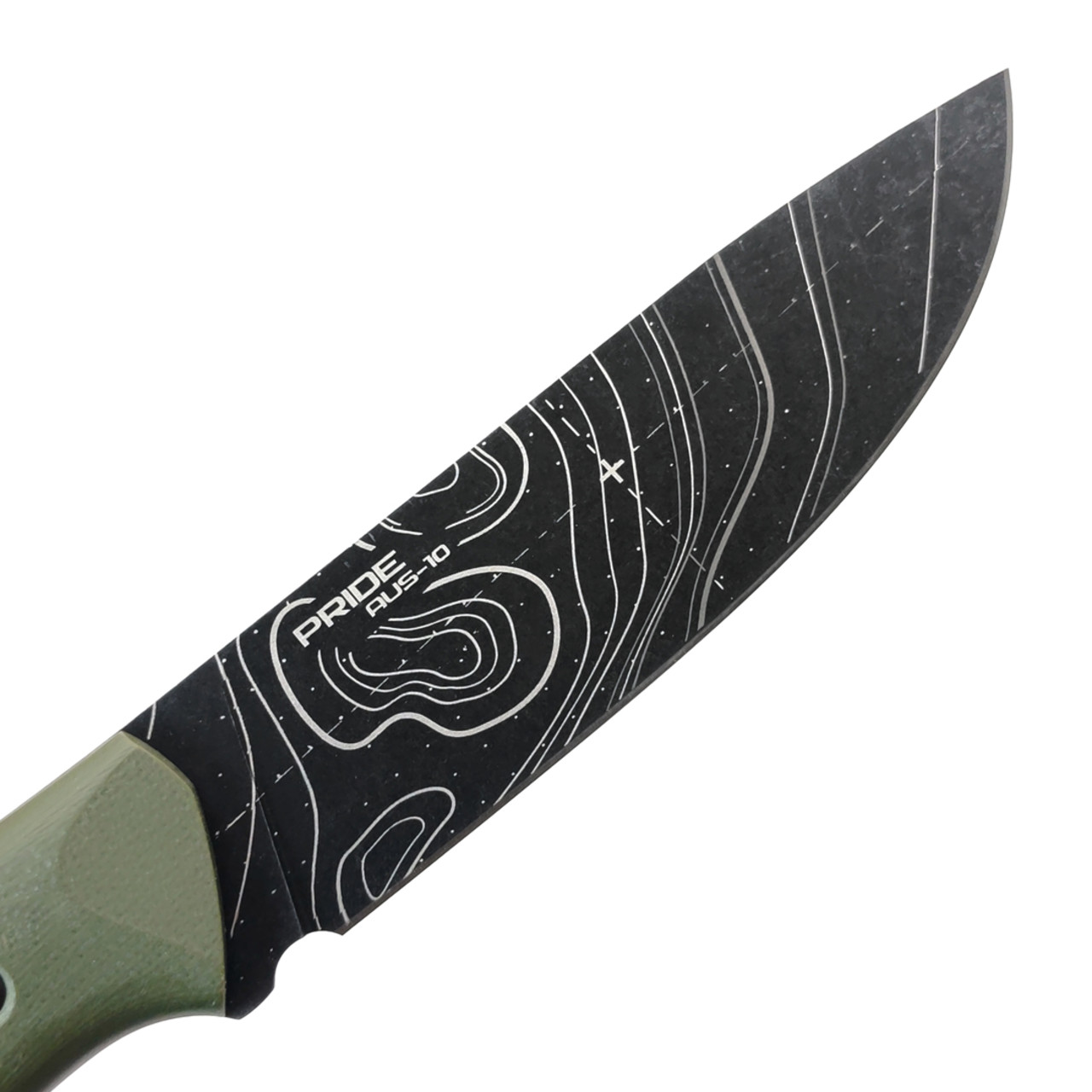 N.C.Custom нож Pride сталь Aus-10 блэквош с гравировкой, рукоять G10 олива