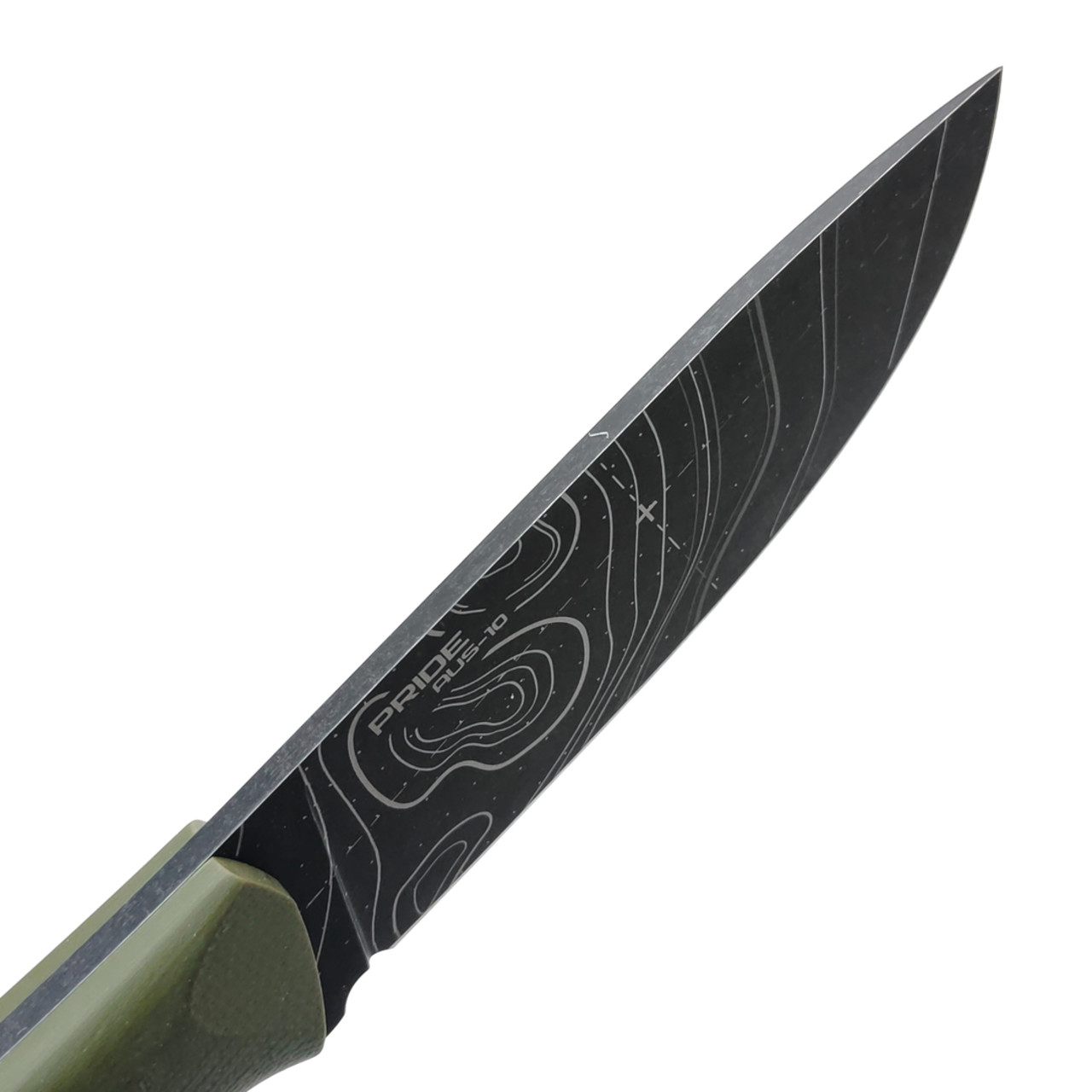 N.C.Custom нож Pride сталь Aus-10 блэквош с гравировкой, рукоять G10 олива
