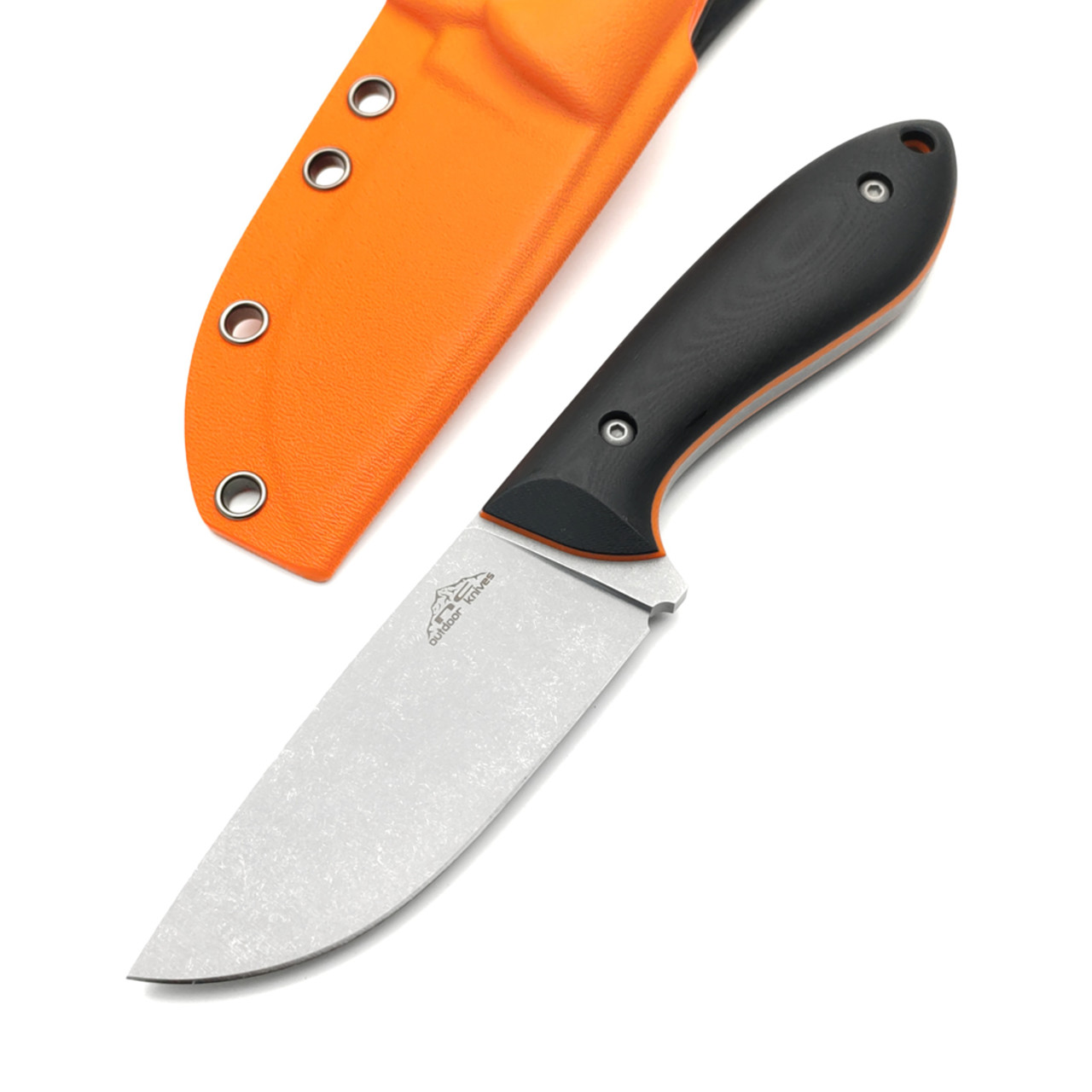 N.C.Custom нож Crony сталь Aus-10 стоунвош, рукоять G10 черно-оранжевая, ножны Кайдекс оранжевый