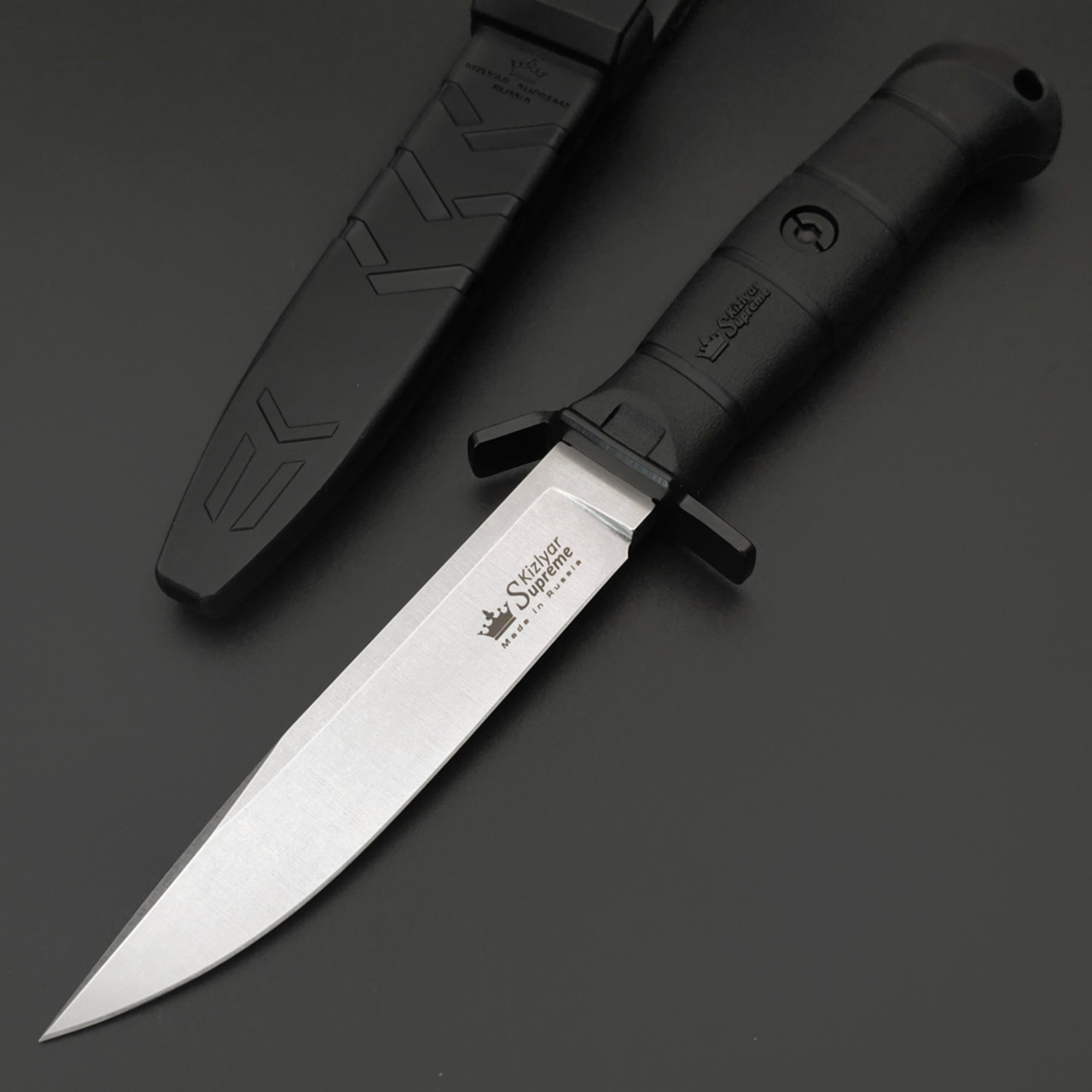 Kizlyar Supreme тактический нож Combat черный, сталь Aus-8 стоунвош, рукоять Кратон