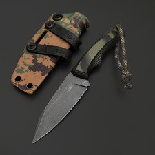 Pocket Wolf нож Кело сталь K340 блэквош, рукоять G10 чёрно-зелёная