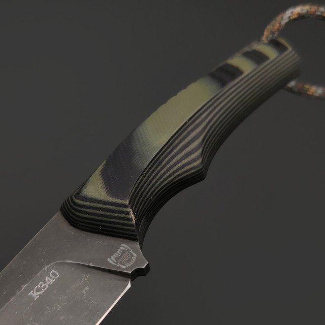 Pocket Wolf нож Кело сталь K340 блэквош, рукоять G10 чёрно-зелёная
