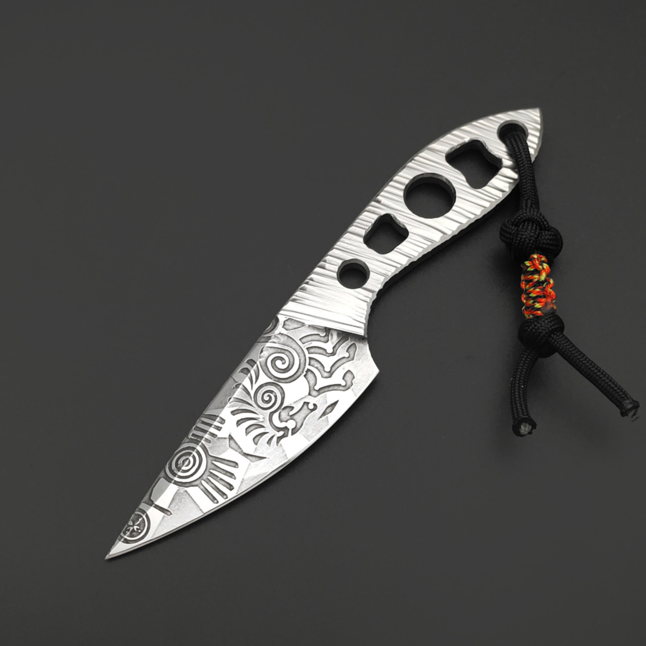Волчий Век нож Скелетная Мини Масичька «Дип Петроглиф» Custom сталь 95х18 WA, худ. травление, рукоять сталь