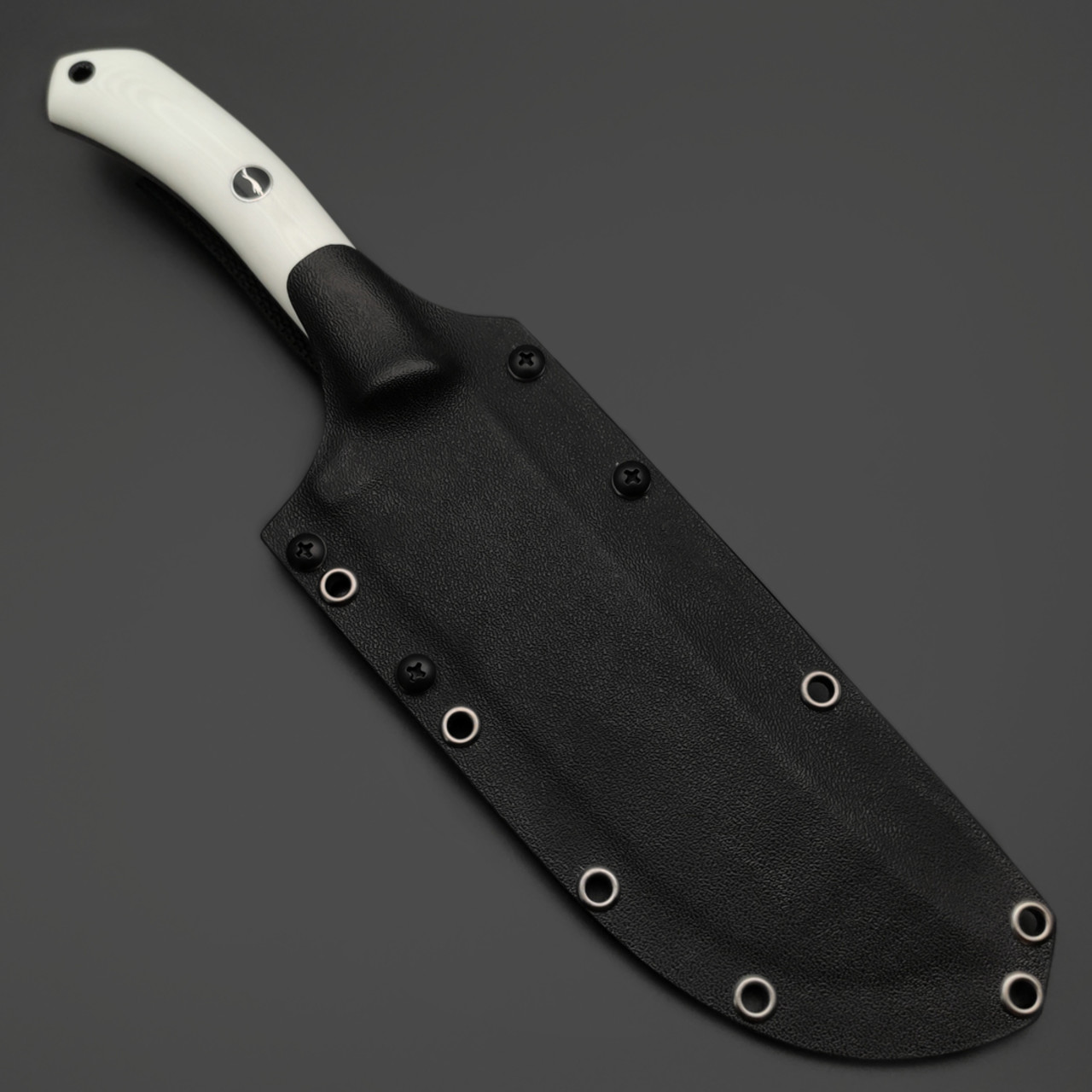 Волчий Век нож Пчак Custom сталь N690 WA, худ. травление, рукоять G10 белый, пины карбон