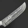 Волчий Век нож Пчак Custom сталь N690 WA, худ. травление, рукоять G10 белый, пины карбон