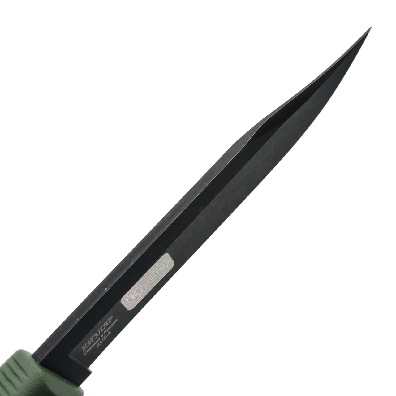 Кизляр нож Таран 03273 сталь Aus-8 блэквош, рукоять Эластрон олива, ножны АБС