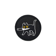 Патч Н-16 "Котик с ножом" белый с желтым