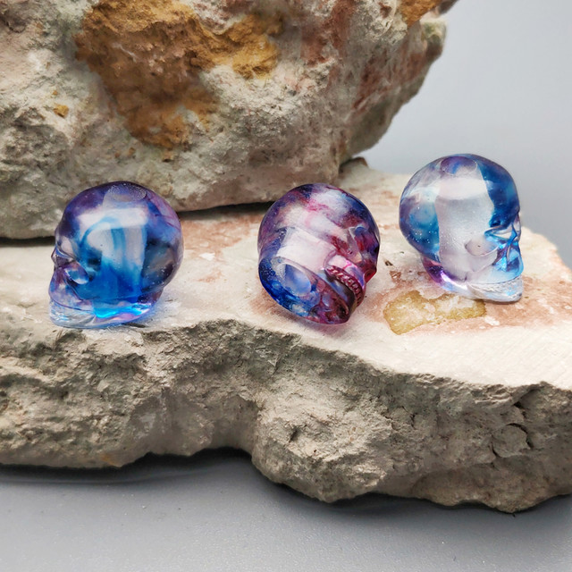 КТО! бусина Череп crystal purple & blue
