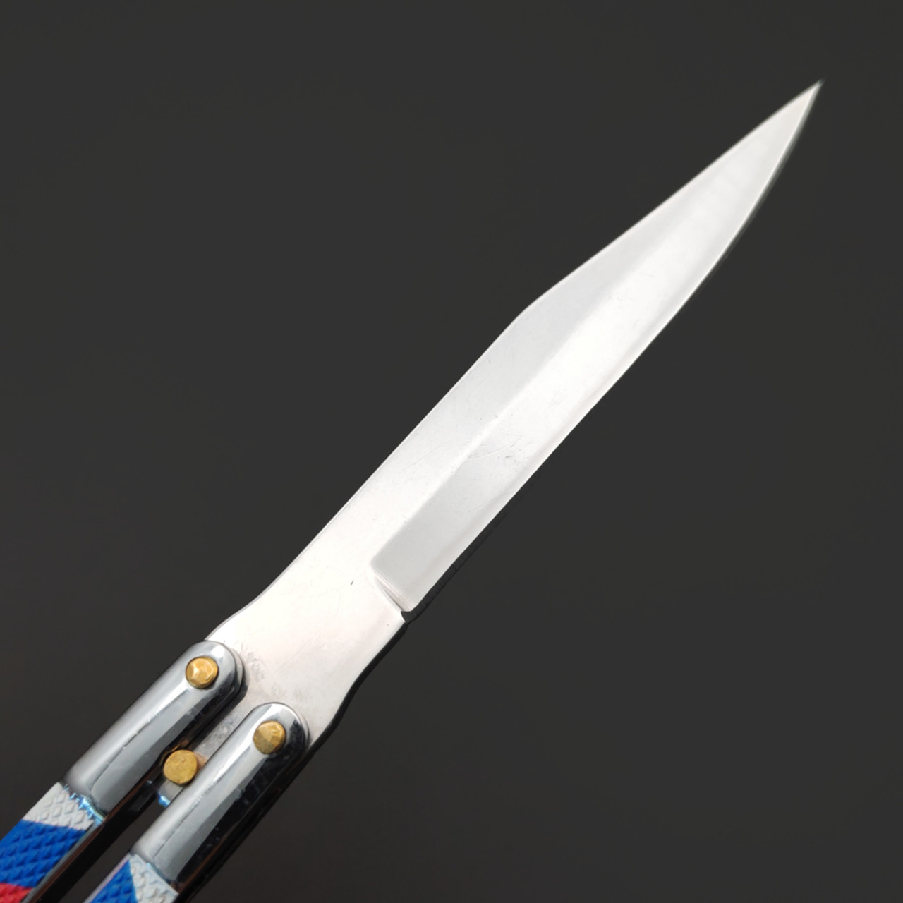 Пират нож балисонг T708 сталь 420 полировка, рукоять триколор