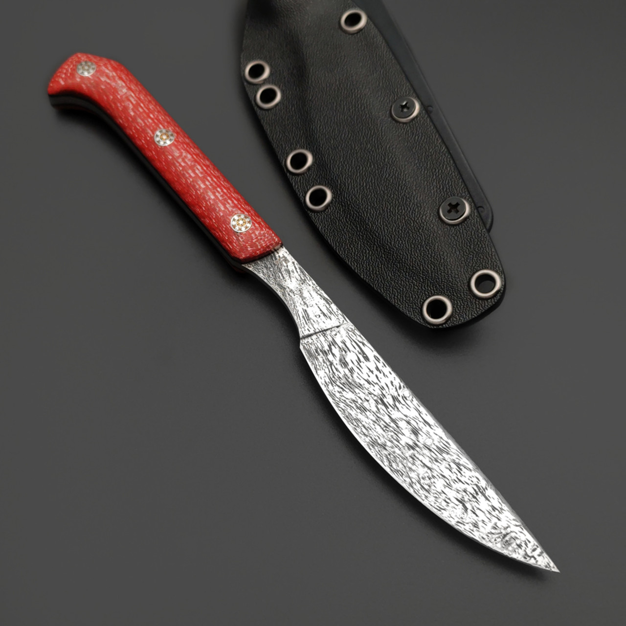 Богдан Гоготов нож NBG-116 сталь M398, рукоять Red Twill, пины