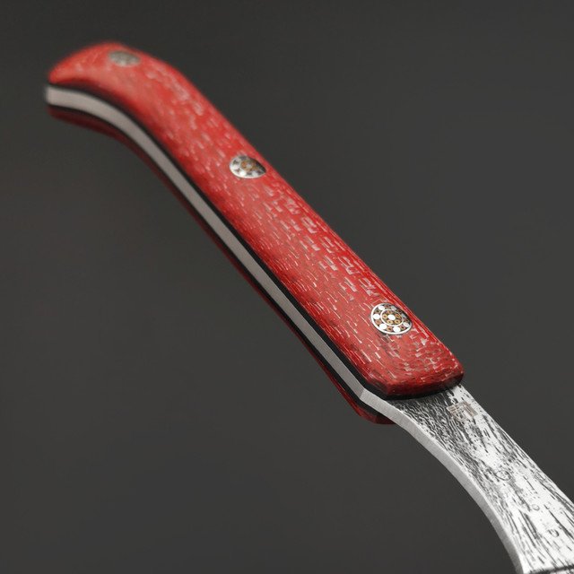 Богдан Гоготов нож NBG-116 сталь M398, рукоять Red Twill, пины
