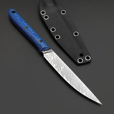 Богдан Гоготов нож NBG-117 сталь PGK худ. травление, рукоять Blue Twill, пины карбон