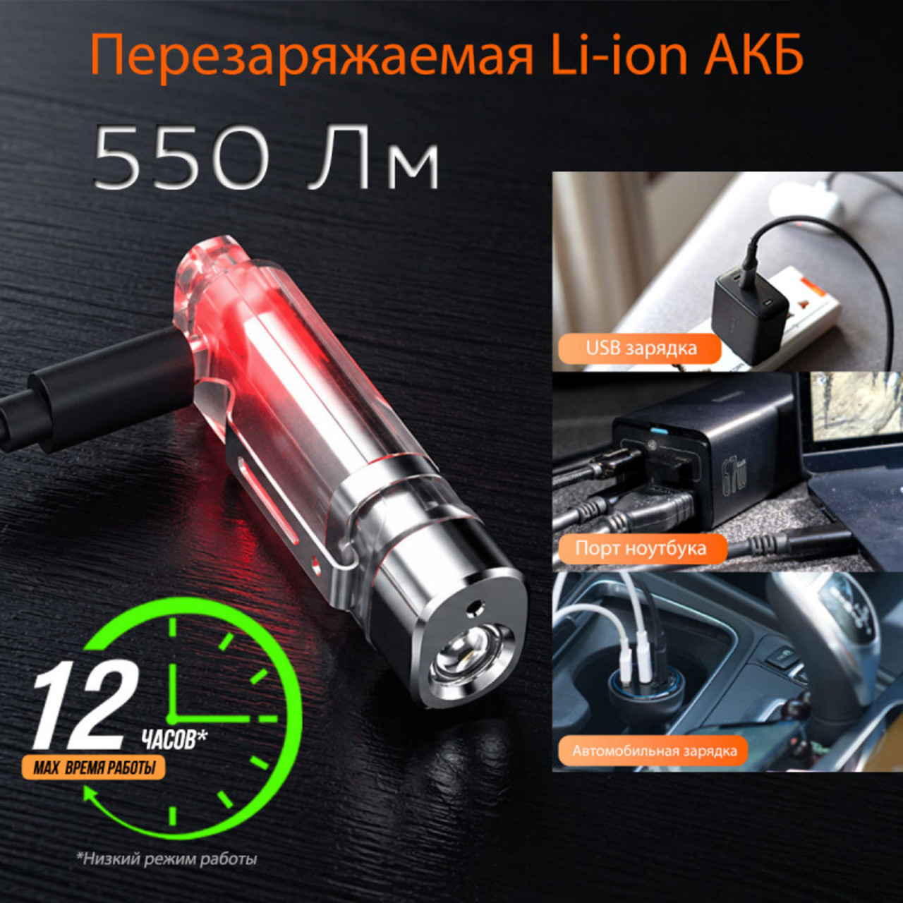 NICRON светодиодный брелок фонарик с УФ K11 PRO 550LM IPX4