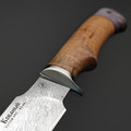 Фурсач А. А. кованый нож Ирбис малый, сталь Х12МФ худ. травление, рукоять Стаб. орех, карельская береза, мельхиор