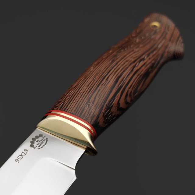 Товарищество Завьялова нож Атаман сталь 95Х18, рукоять Венге, латунь