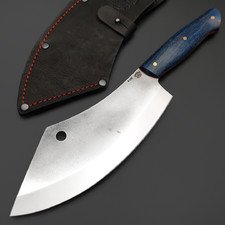 Товарищество Завьялова нож Биг Фуд сталь K340, рукоять стаб. Карельская берёза синяя, G10 красный, латунь