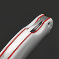 Товарищество Завьялова складной нож Охотник сталь K340, рукоять Акрил белый, G10 красный Товарищество Завьялова складной нож Охотник сталь K340, рукоять Акрил белый, G10 красный