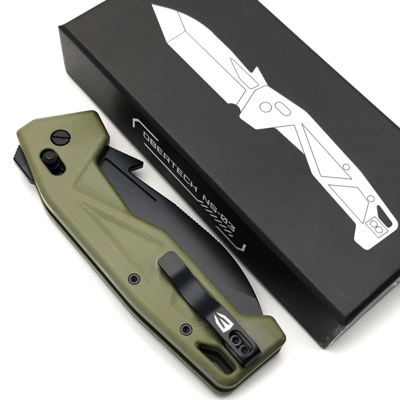 Obertech нож NS-03 TB OL Tanto сталь VG-10 черный оксид, рукоять G10 олива