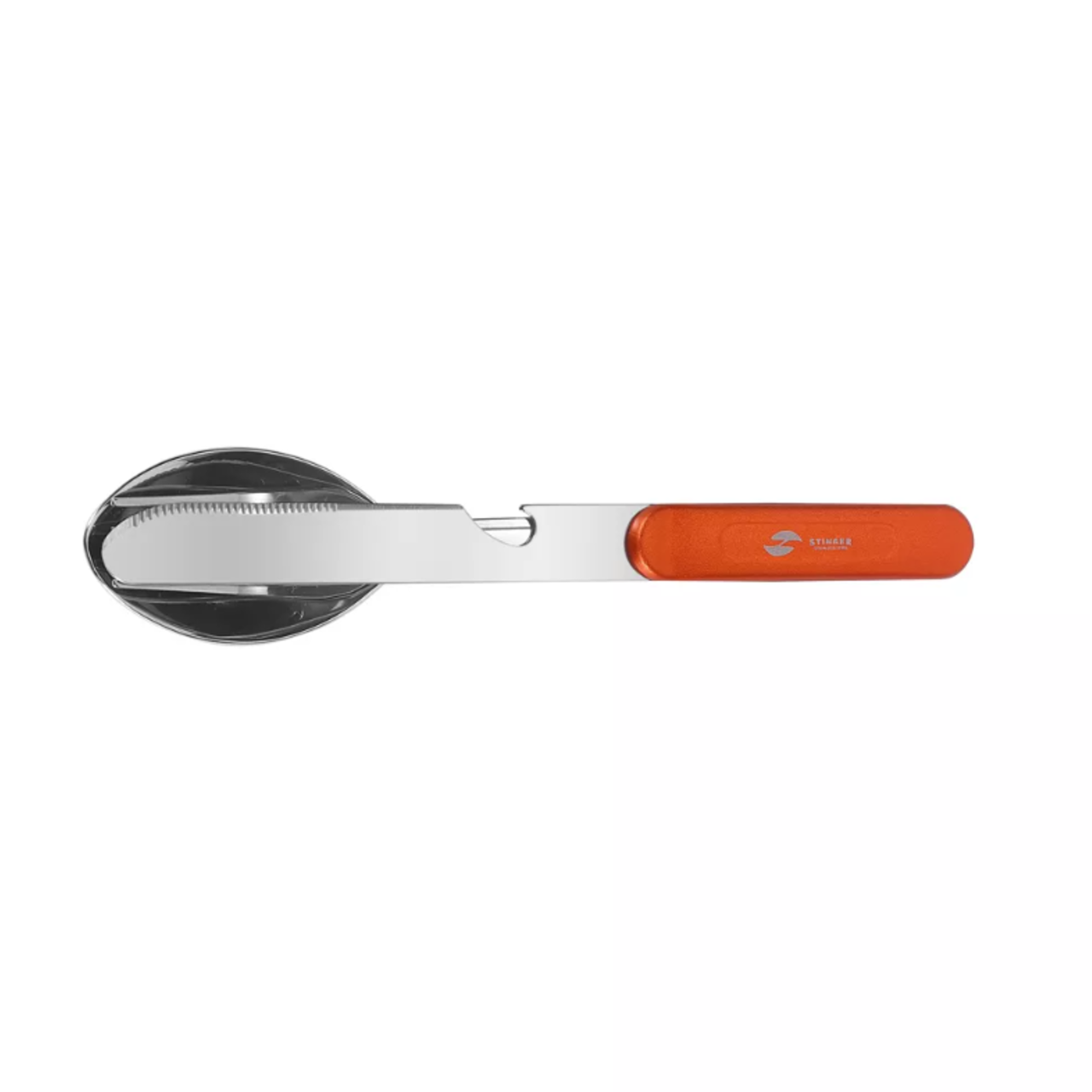 Stinger набор столовых приборов для кемпинга SET-K703B-ORANGE сталь 420, рукоять Алюминий оранжевый (нож, ложка, вилка, открывалка)