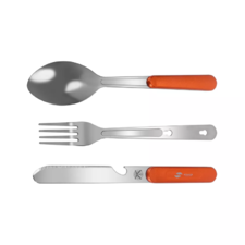 Stinger набор столовых приборов для кемпинга SET-K703B-ORANGE сталь 420, рукоять Алюминий оранжевый (нож, ложка, вилка, открывалка)