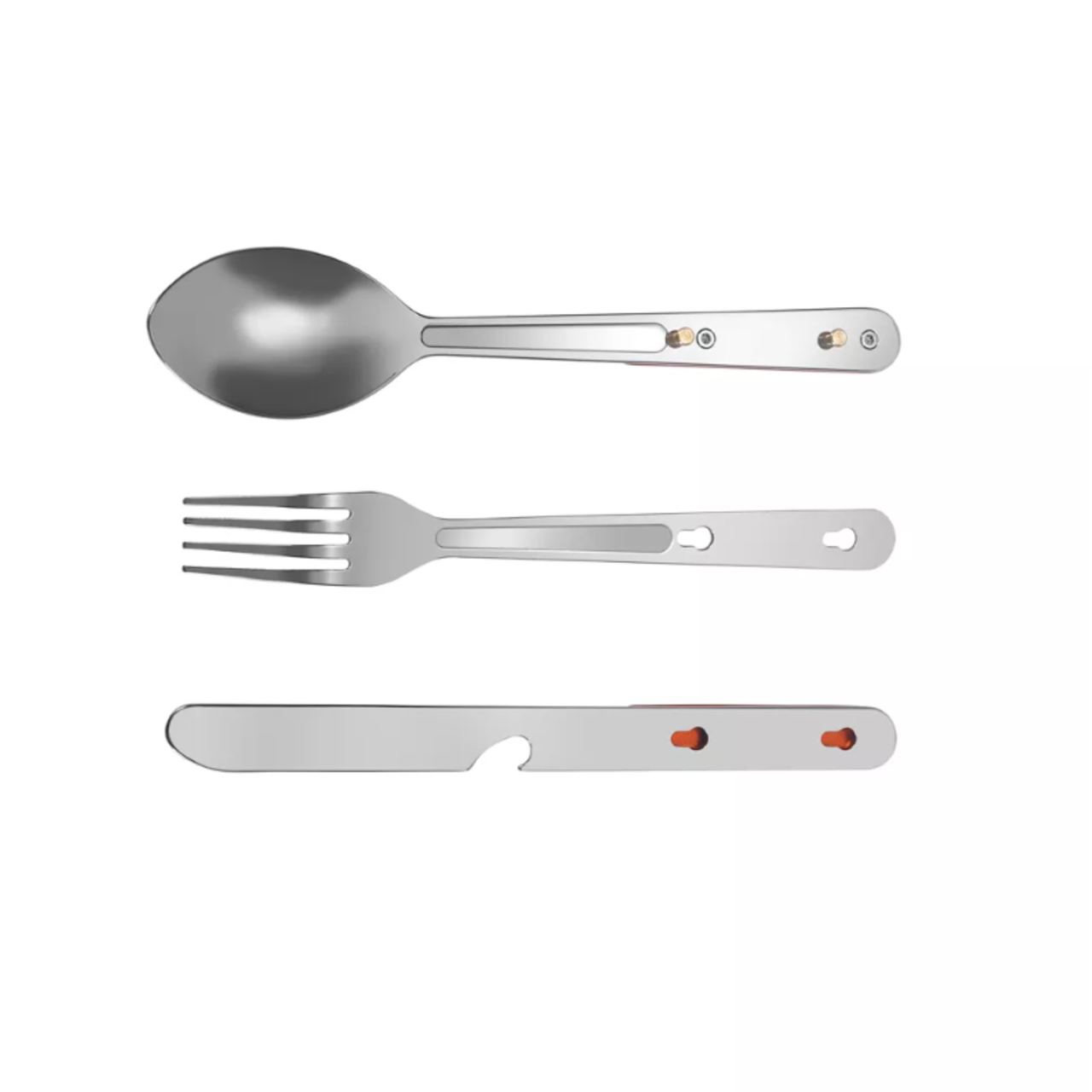 Stinger набор столовых приборов для кемпинга SET-K703B-ORANGE сталь 420, рукоять Алюминий оранжевый (нож, ложка, вилка, открывалка)