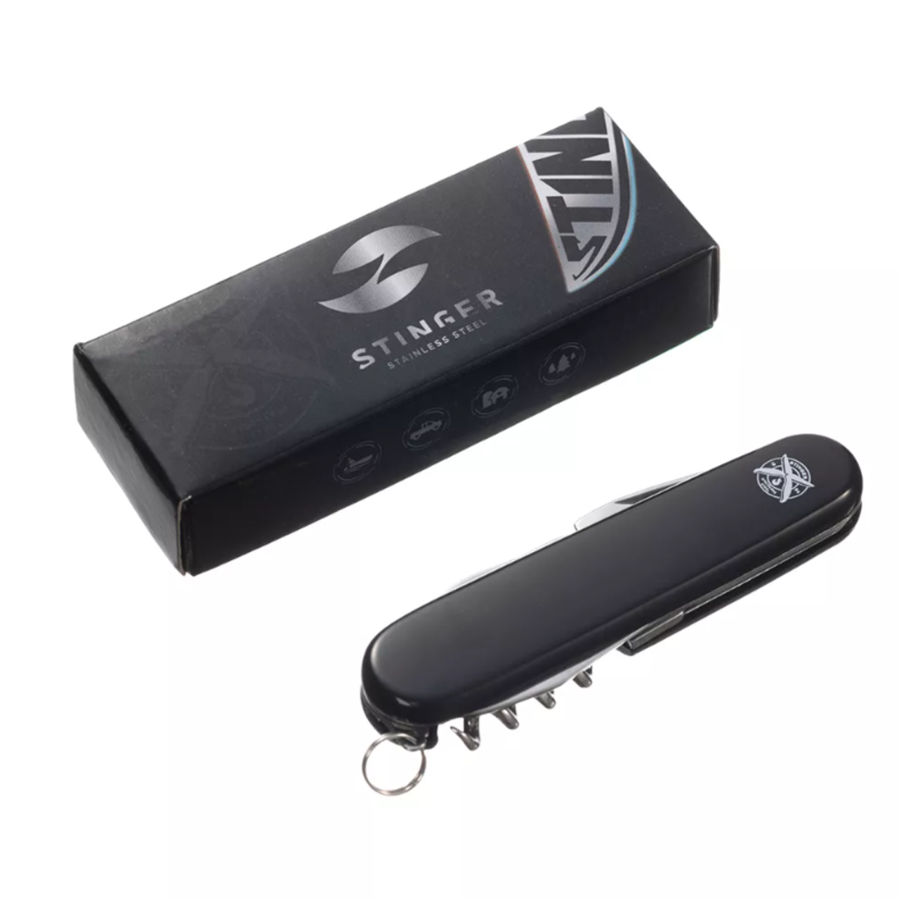 Stinger нож многофункциональный FK-K5018-5P (10 функций) сталь 420, рукоять ABS черный