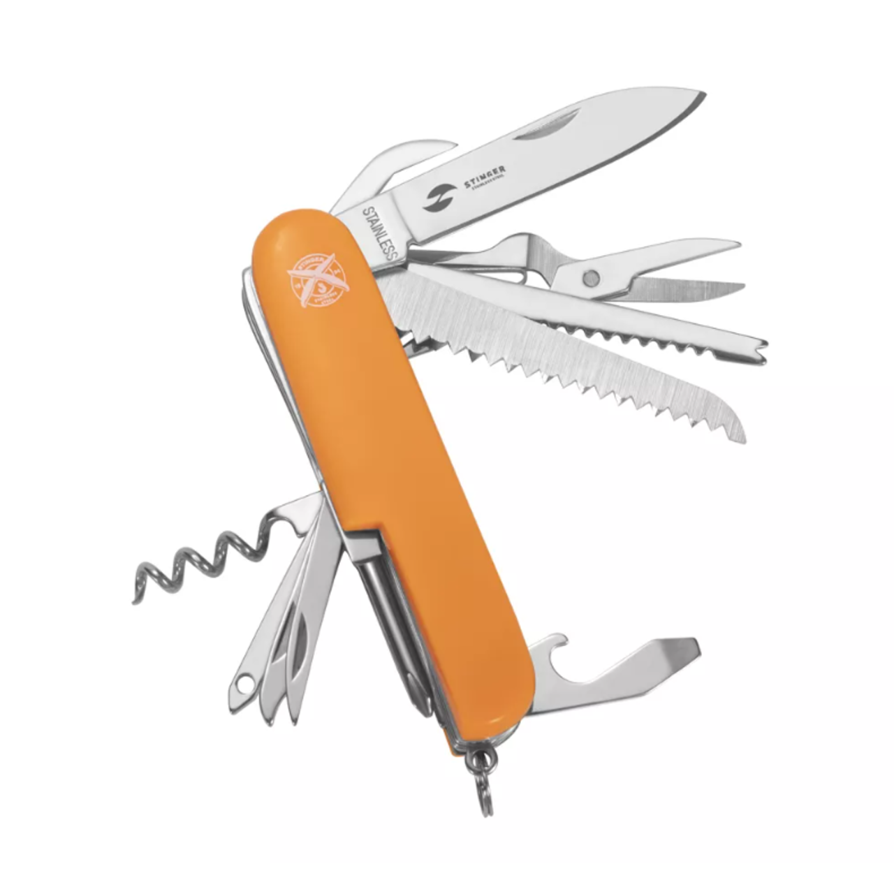 Stinger нож многофункциональный FK-K5011ALL (15 функций) сталь 420, рукоять ABS оранжевый