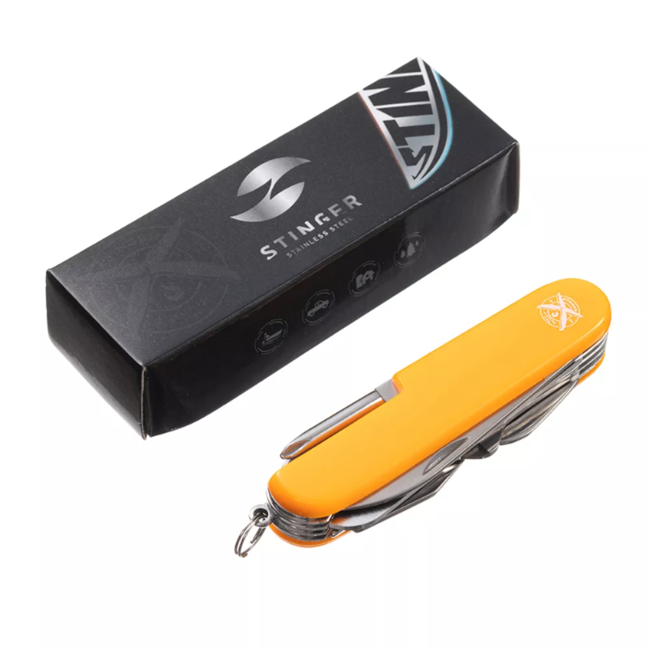 Stinger нож многофункциональный FK-K5011ALL (15 функций) сталь 420, рукоять ABS оранжевый