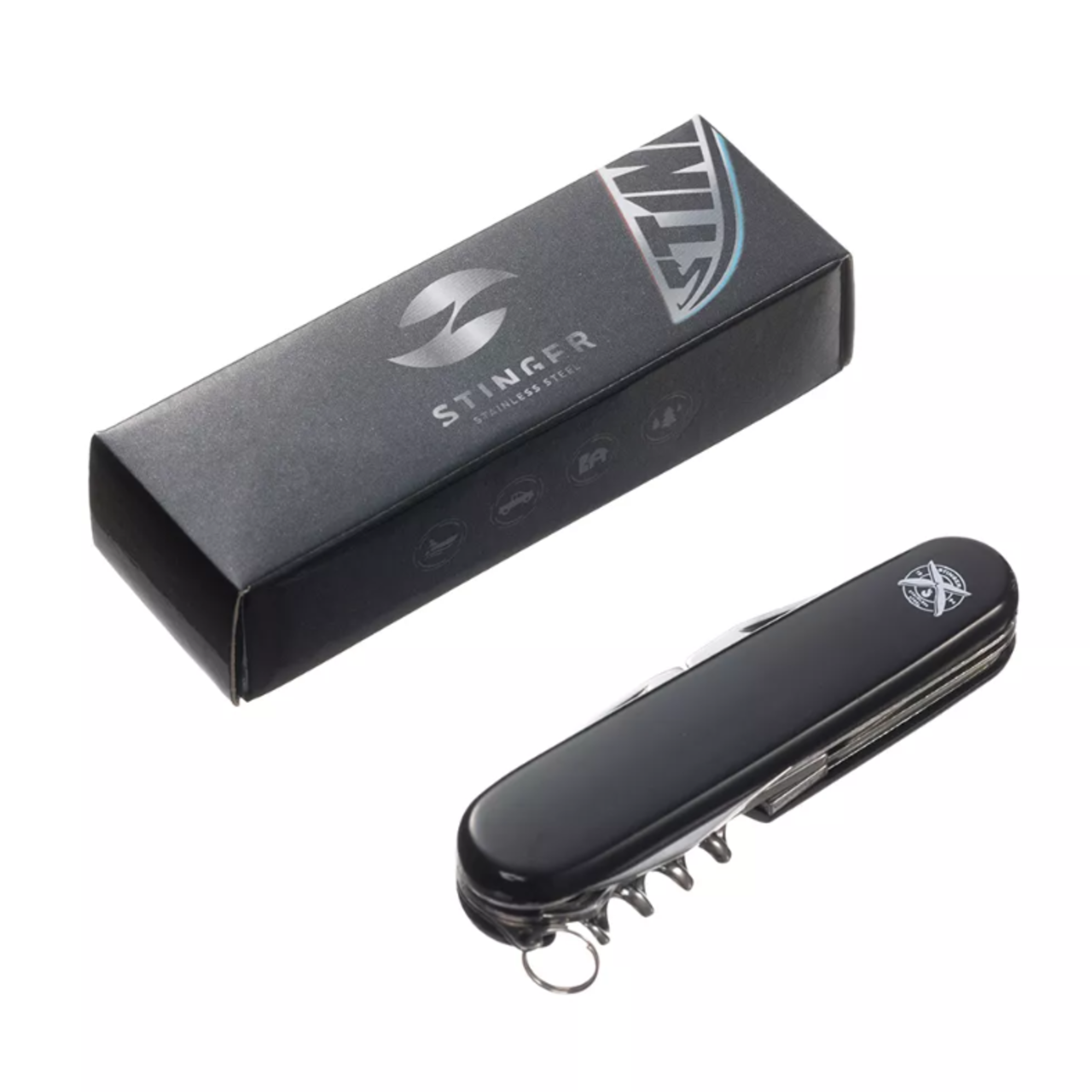 Stinger нож многофункциональный FK-K5018-8P (13 функций) сталь 420, рукоять ABS черный