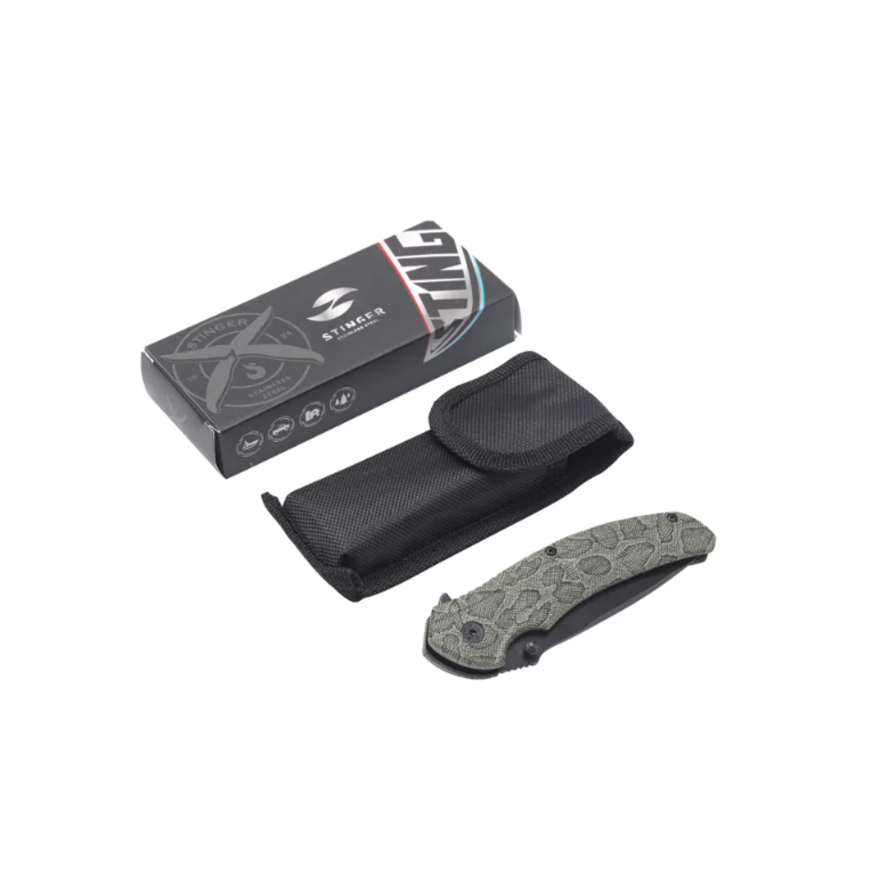 Stinger нож складной FK-019SAK-CA сталь 3Cr13 black, рукоять Алюминий