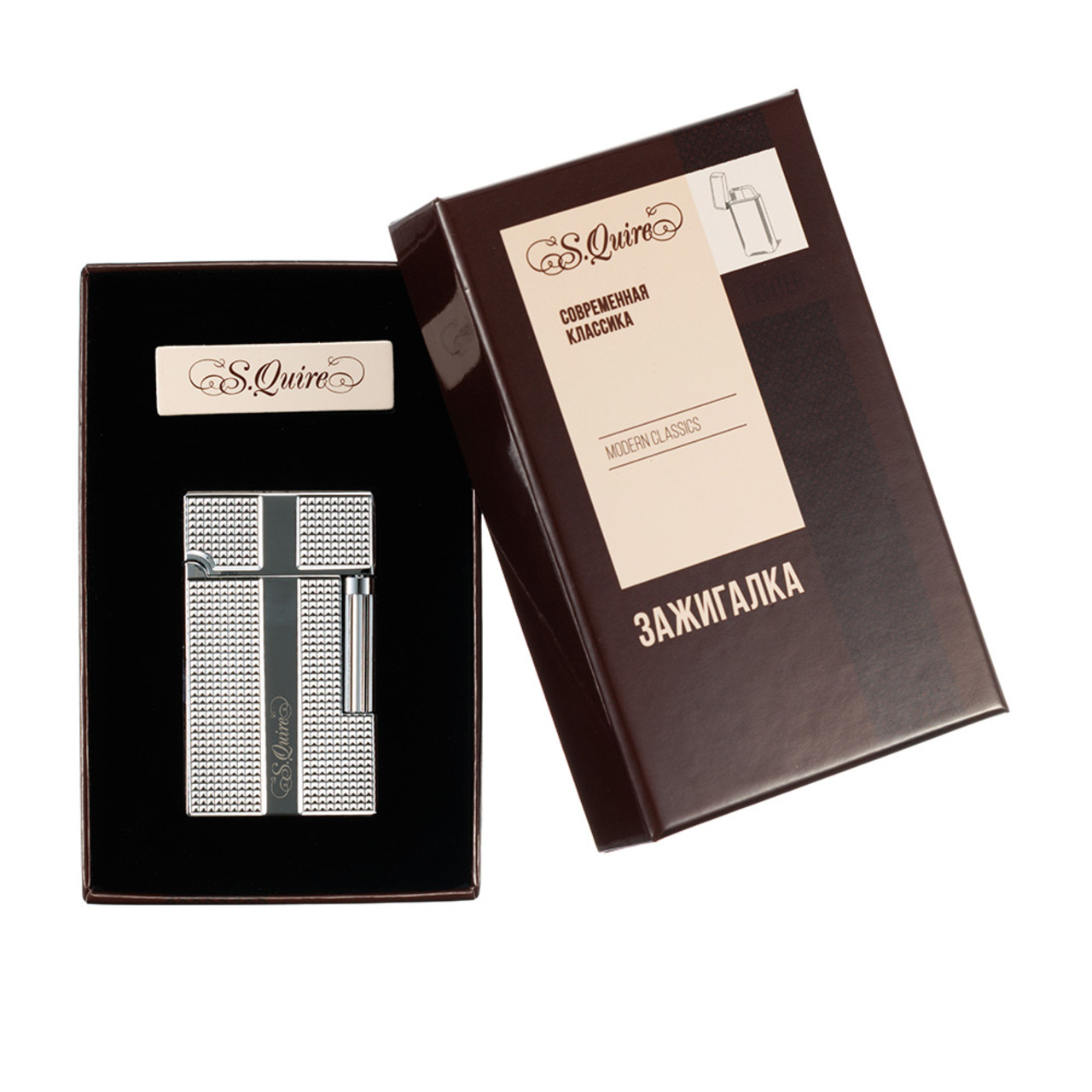 S.Quire зажигалка бензиновая кремниевая FL065-Steel Цинковый сплав, серебристая