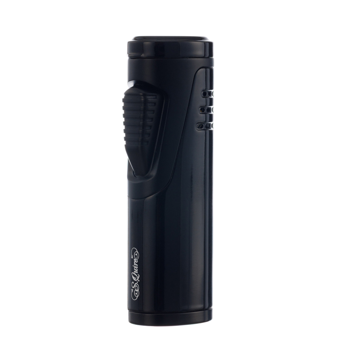 S.Quire турбо зажигалка газовая, двойное пламя, пробойник для сигар 430122-Black Цинковый сплав, черная