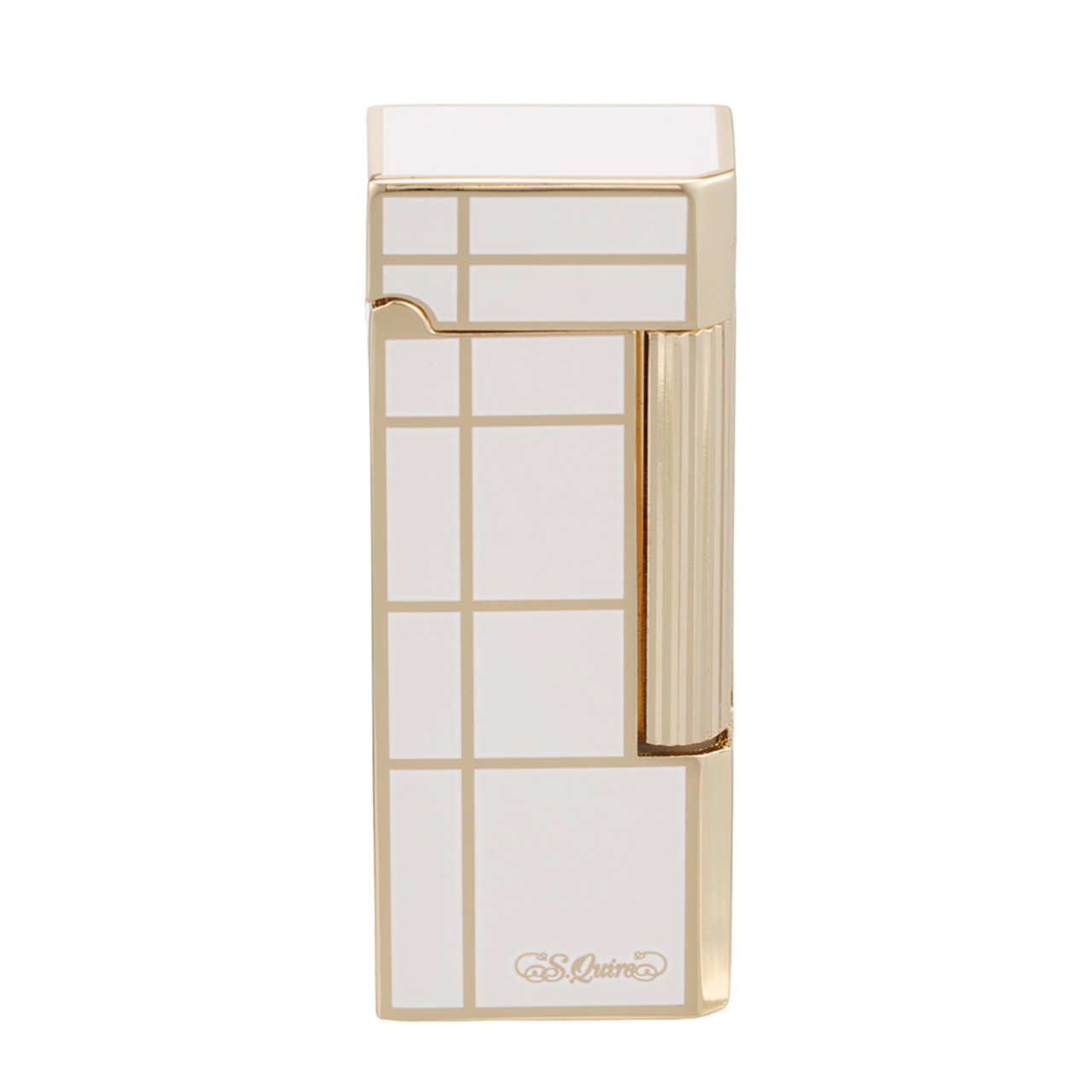 S.Quire зажигалка газовая кремниевая FL068-White Цинковый сплав, бело-золотая
