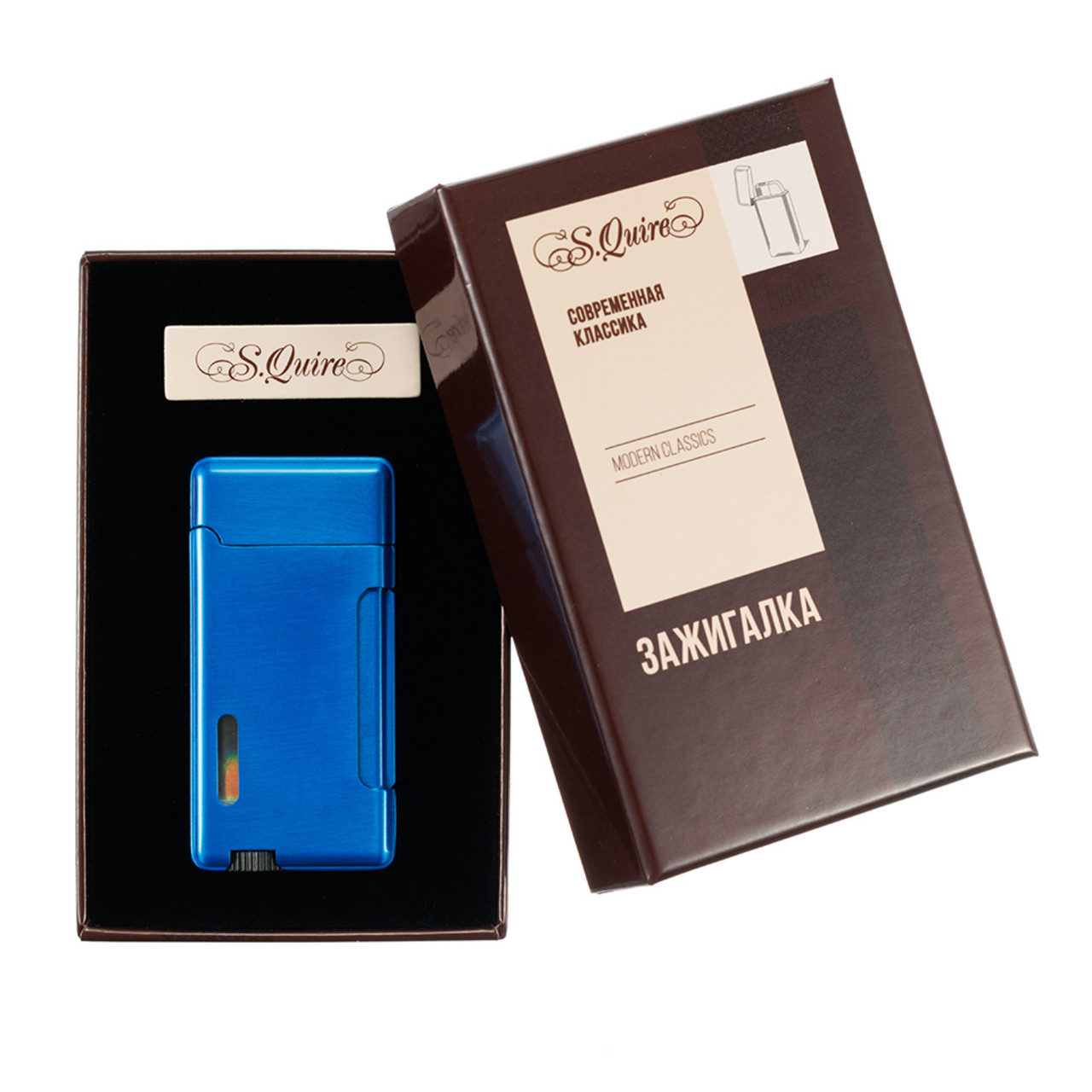 S.Quire турбо зажигалка газовая, двойное пламя FL039-Blue Цинковый сплав, синяя
