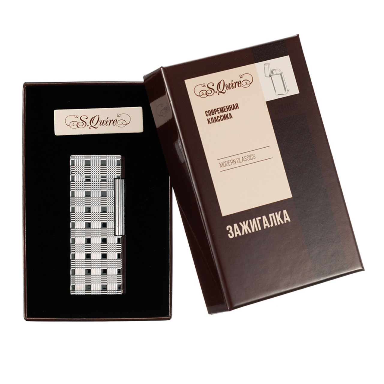 S.Quire зажигалка газовая кремниевая FL02-Steel Цинковый сплав, серебристая