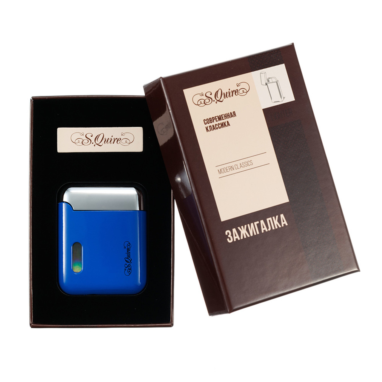 S.Quire турбо зажигалка газовая, двойное пламя FL08-Blue Цинковый сплав, синяя