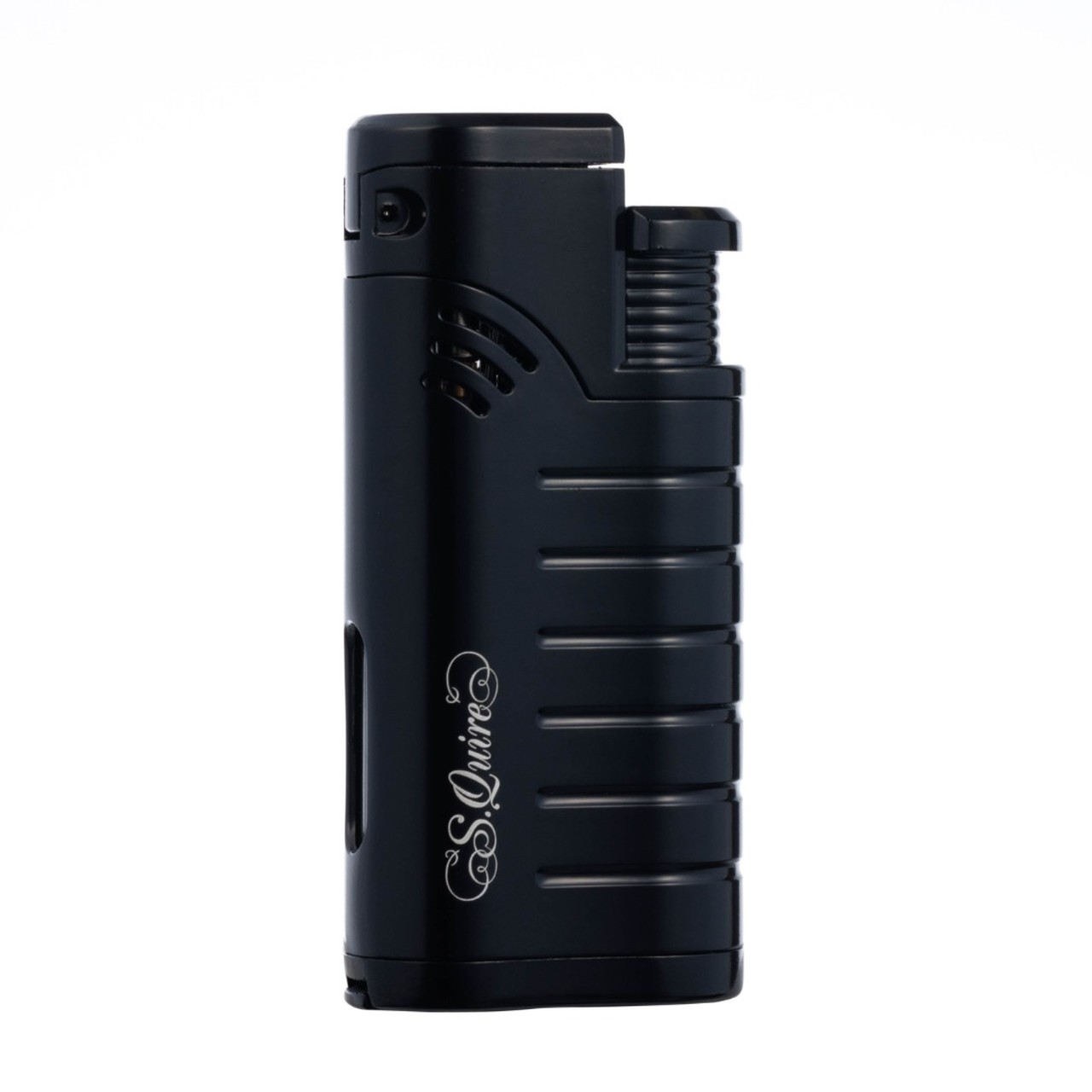S.Quire турбо зажигалка газовая, тройное пламя, пробойник для сигар FL097- Black Цинковый сплав, черная