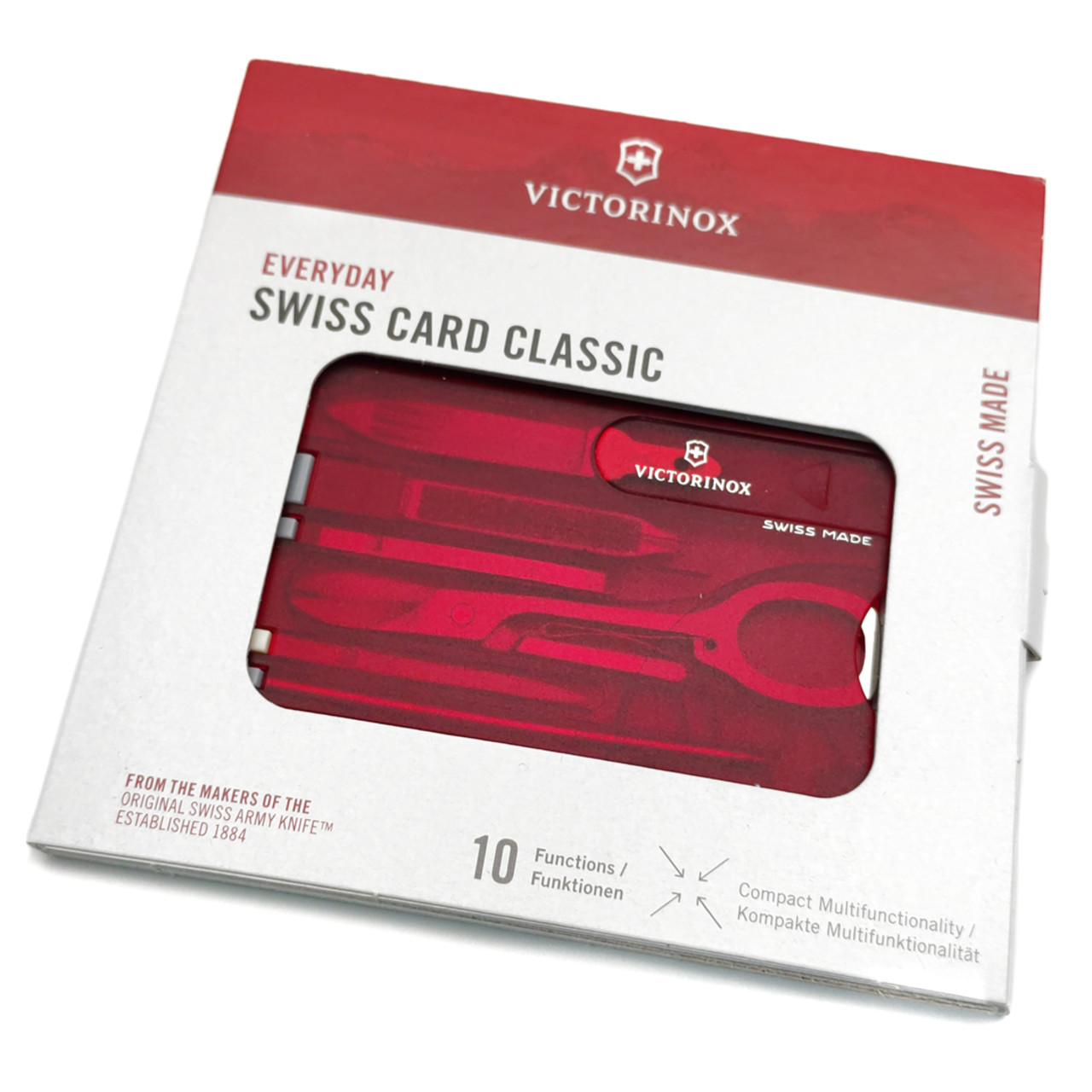 Швейцарская карта Victorinox 0.7100.T SwissCard Lite красный полупрозрачный, коробка подарочная