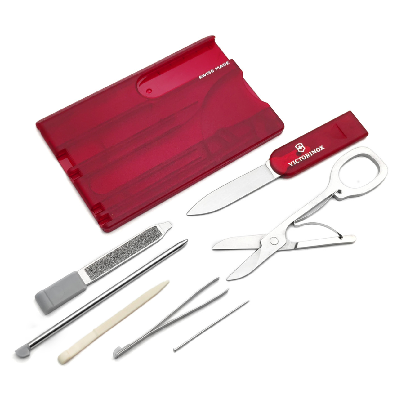 Швейцарская карта Victorinox 0.7100.T SwissCard Lite красный полупрозрачный, коробка подарочная